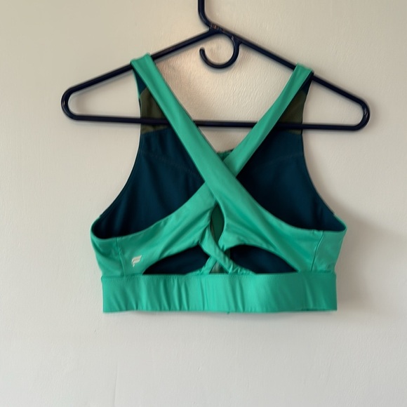 Fabletics No-Bounce Sports Bra Zip-Up Size Medium Green High Impact - Picture 4 of 11